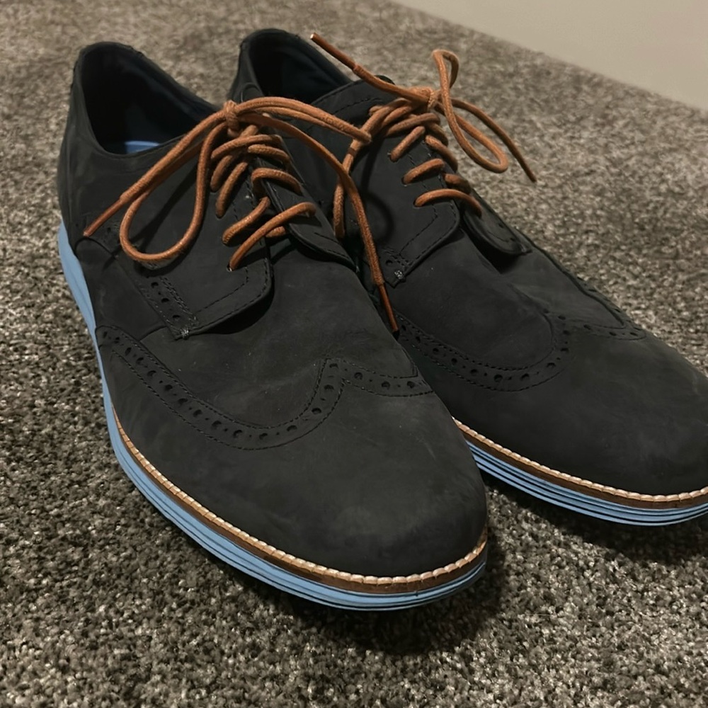 Cole Haan Original Grand Wingtip Derby Mens Sz 13 M Blue Navy Oxford